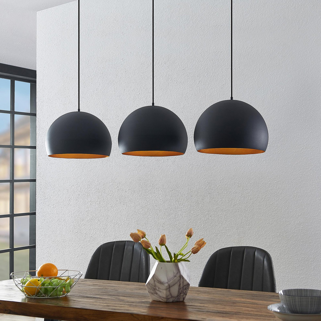 Lindby Tarjei Pendelleuchte Hängeleuchte Deckenlampe Leuchte 146cm Schwarz Gold B-Ware