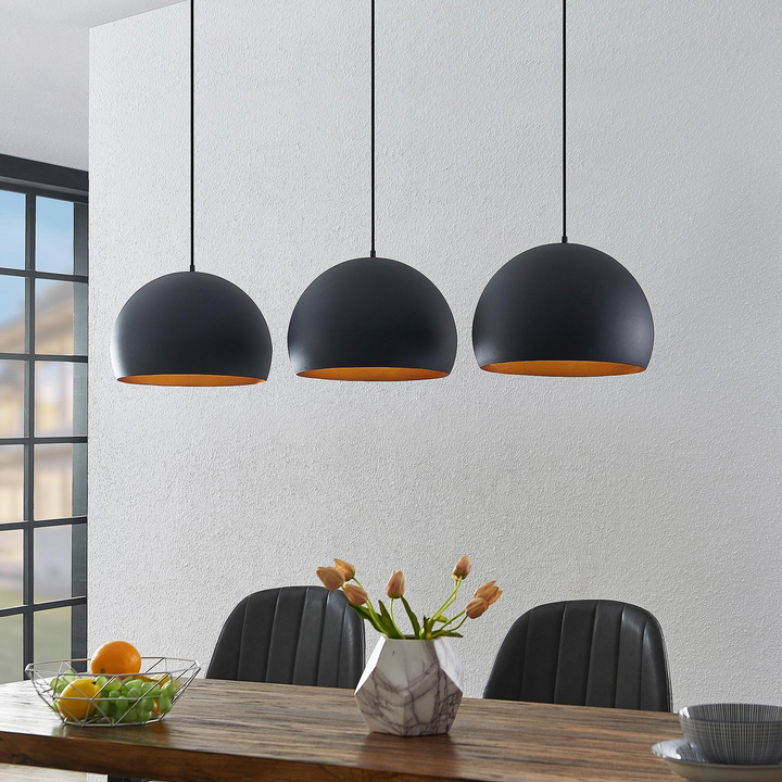 Lindby Tarjei Pendelleuchte Hängeleuchte Deckenlampe Leuchte 146cm Schwarz Gold B-Ware