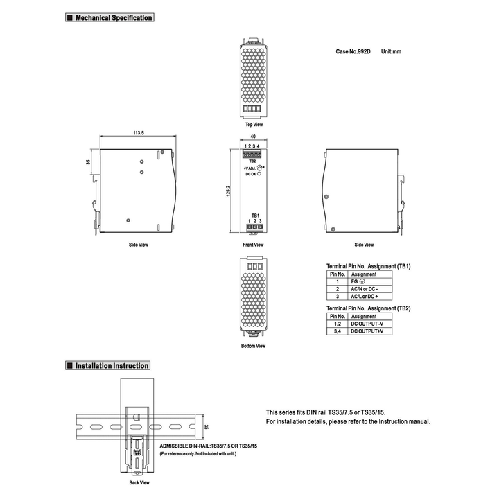 Mean Well - Hutschienen Netzteil NDR-120-48 48 V/DC 2.5 A 120 Schaltnetzteil