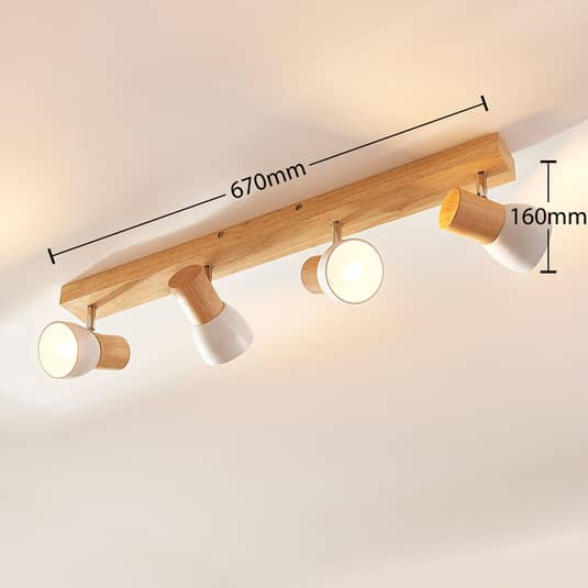 Lindby Holz-Deckenlampe Deckenlampe Lampe Leuchte Licht Thorin vierflammig weiß