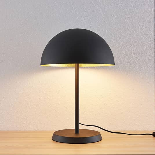 Lindby Tischleuchte Idalene Schreibtischlampe Bürolampe E27 Metall schwarz-gold