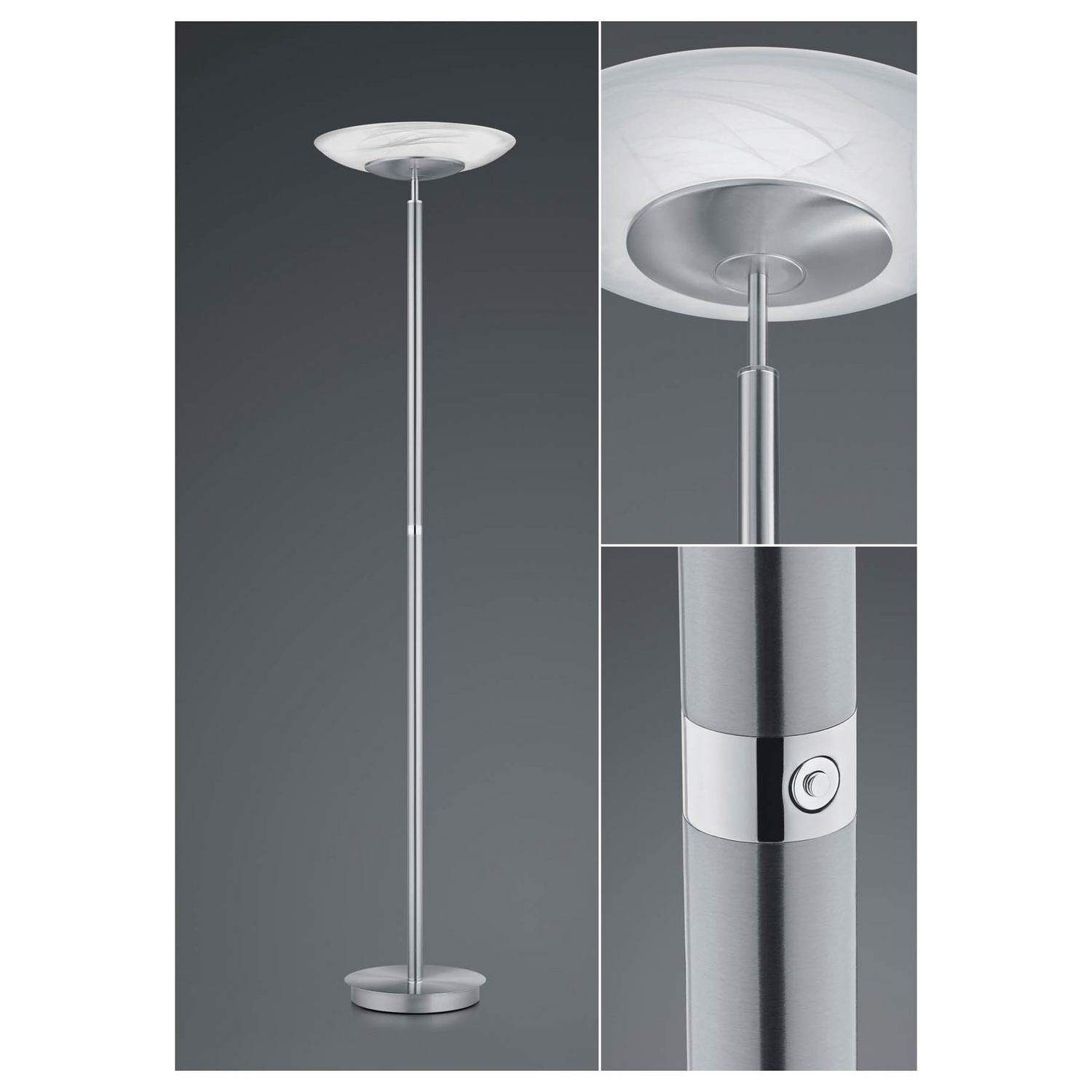 B-Ware Hell Led Stehleuchte Findus 1 Flammig Nickel Stehlampe Lampe Leuchte Lesela647