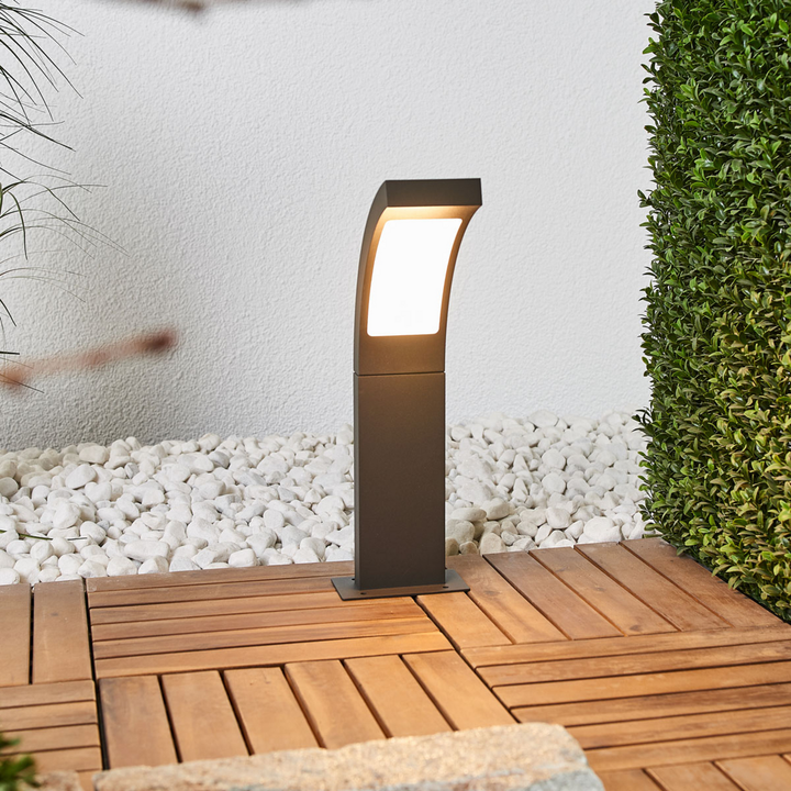 Lucande Moderne LED-Sockelleuchte Juvia Wegeleuchte Gartenlampe in Grafitgrau