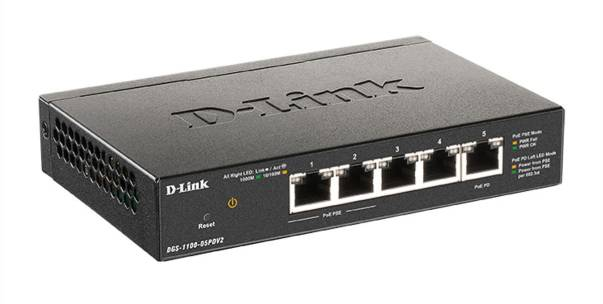 D-Link DGS-1100-05PDV2 5 Port PoE-Funktion Netzwerk Switch Netzwerk-Switch PoE