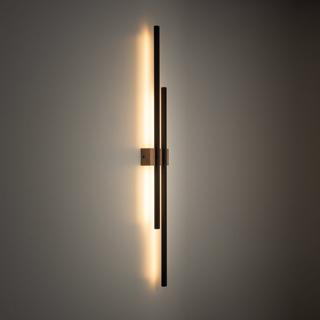 Led Wandleuchte Flash Schwarz Kiefer Höhe 90 Cm 2 Flammig Wandlampe Lampe S647 B-Ware