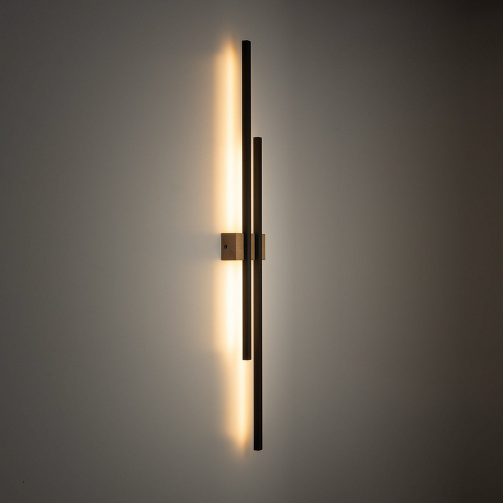 Led Wandleuchte Flash Schwarz Kiefer Höhe 90 Cm 2 Flammig Wandlampe Lampe S647 B-Ware