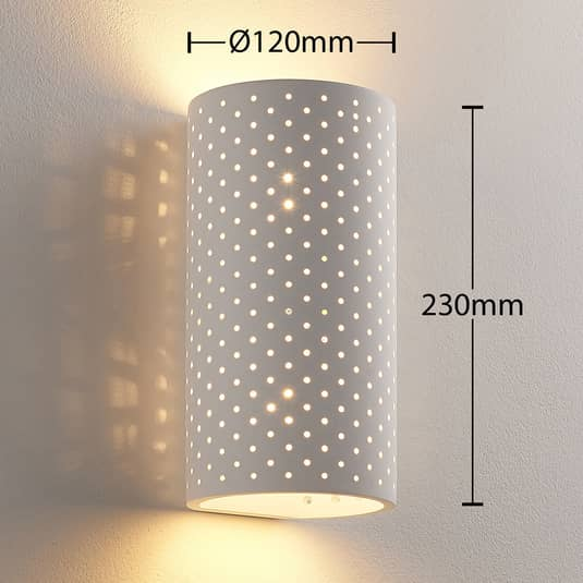 B-Ware Lindby Lochmuster Wandleuchte Tereza Aus Gips, Wandleuchte Lampe Leuchte Ip20