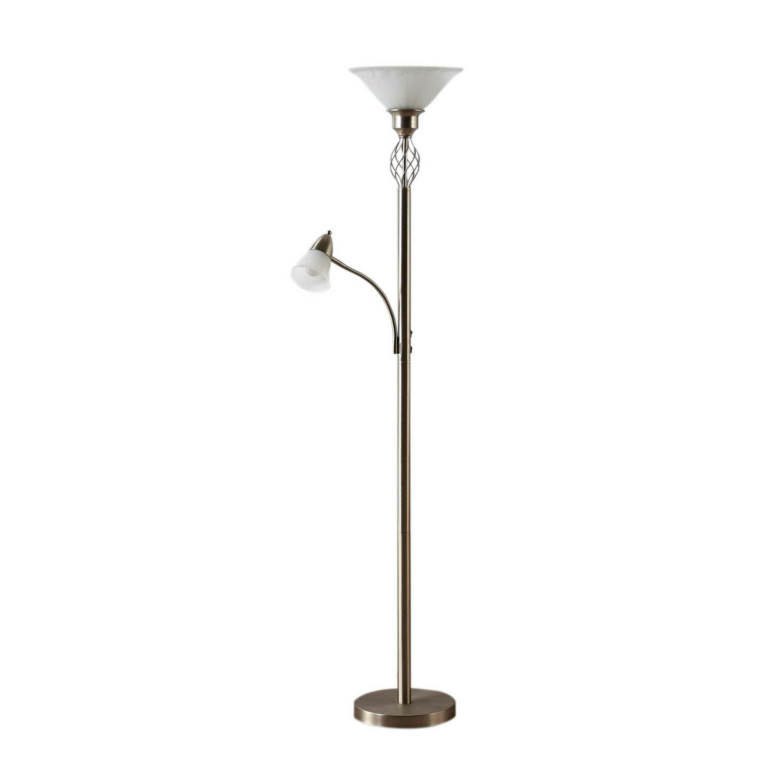 B-Ware Lucande Stehlampe Bodenlampe Dunja Leselampe Nickel Matt Weiß Alabaster Glas