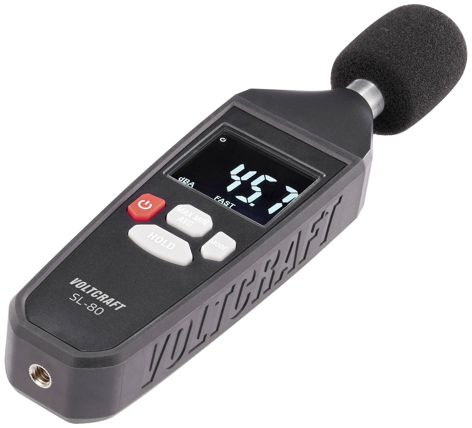 Sonomètre Voltcraft SL 80, 30-130 dB, débitmètre, produit d'occasion.