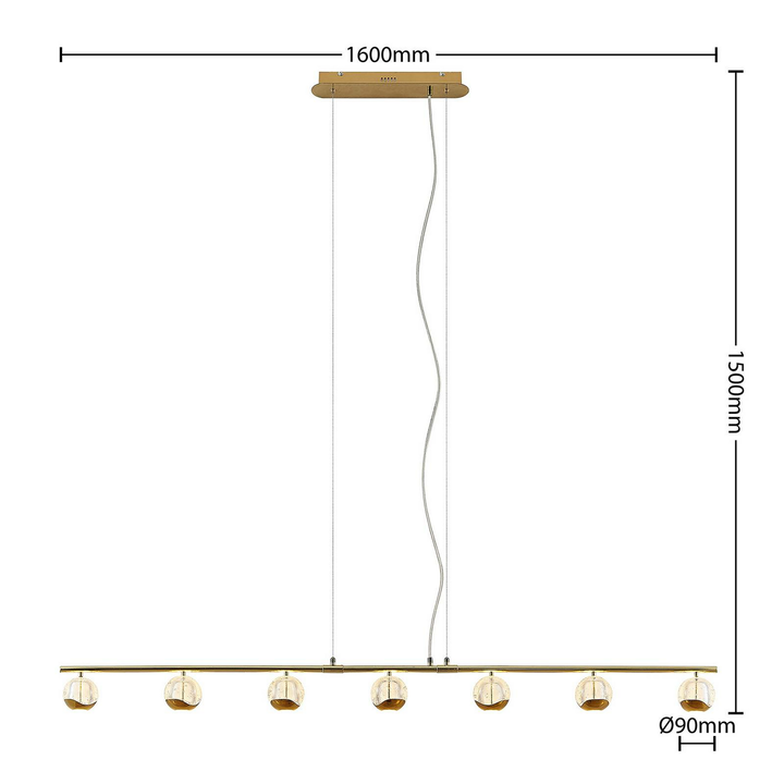 Lucande Kilio LED-Hängeleuchte Pendelleuchte Deckenlampe Leuchte 7-flammig gold