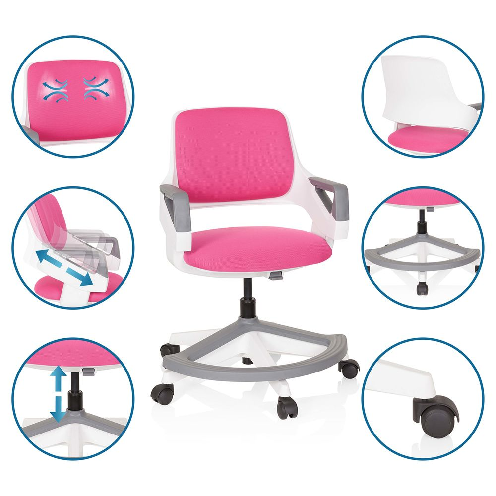 Hjh Office Kid Flex   Kinderdrehstuhl Pink Schreibtischstuhl Stuhl Kinderzimmer B-Ware - 640480