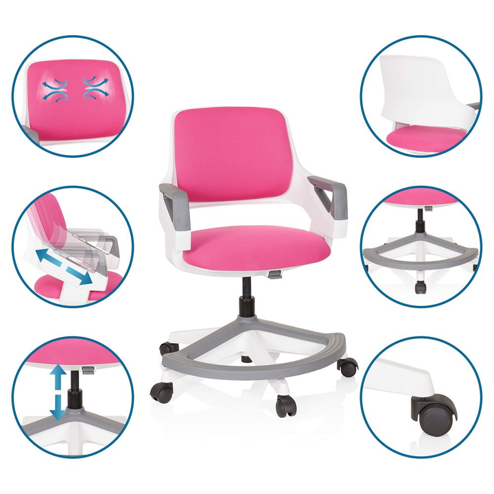 Hjh Office Kid Flex   Kinderdrehstuhl Pink Schreibtischstuhl Stuhl Kinderzimmer B-Ware - 640480