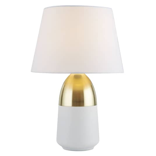 Searchlight Tischlampe Schreibtischlampe Bürotischleuchte Lampe E14 Weiß Messing