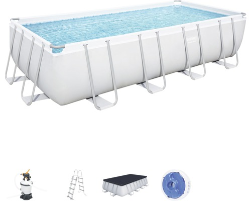 B-Ware Bestway Aufstellpool Framepool Set 488x244x122cm Sandfilter Chem Connect Leiter