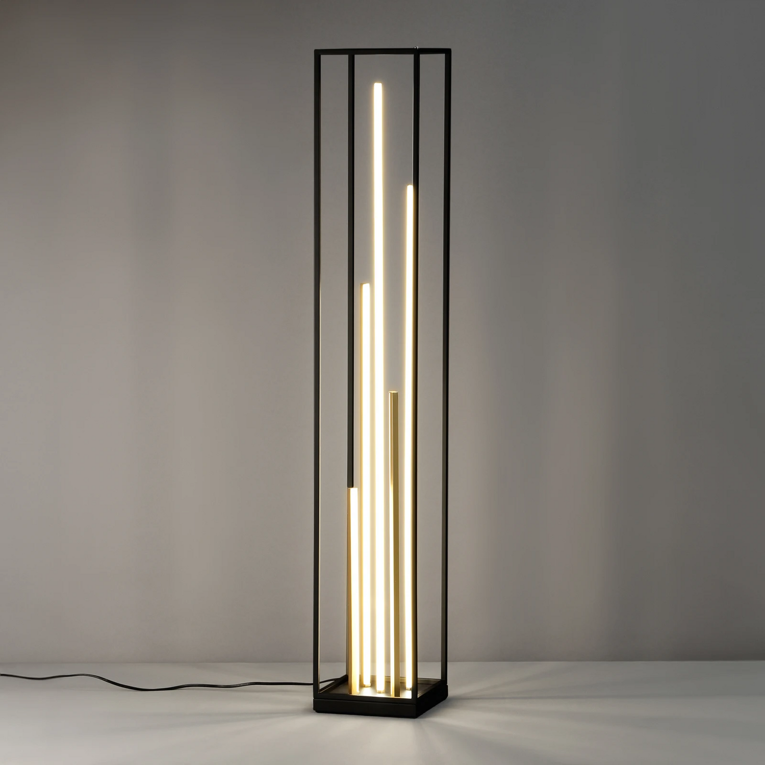 Fischer & Honsel Led Stehleuchte Grid Leuchte Schwarz Gold Metall Cct Dimmbar    B-Ware - 4003694405195