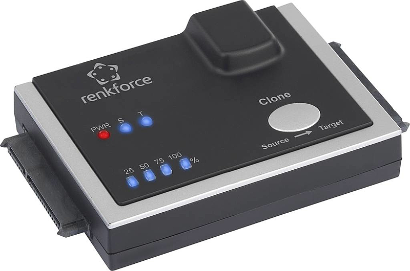 Copieur de disque dur SATA 1 baie Renkforce avec alimentation et support de stockage