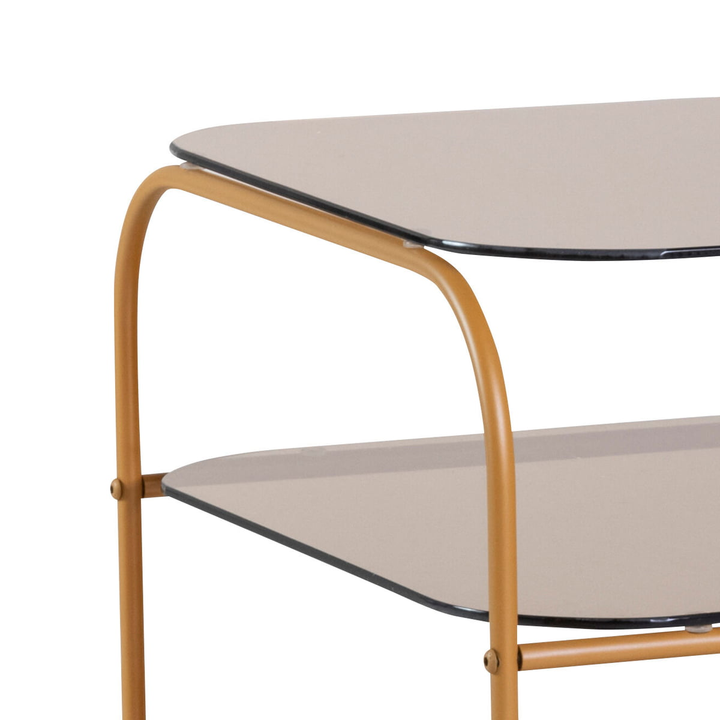 Hübsch Interior Beistelltisch Couchtisch Sofatisch Mit 3 Ebenen Orange Bernstein B-Ware