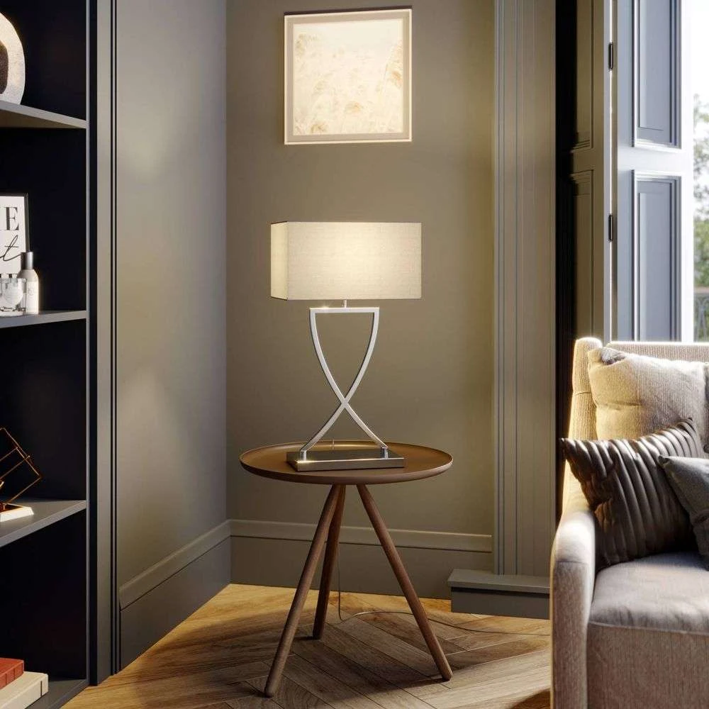 B-Ware Lucande Evaine Tischleuchte Schreibtischleuchte Bürotischlampe Lampe Chrom Weiß