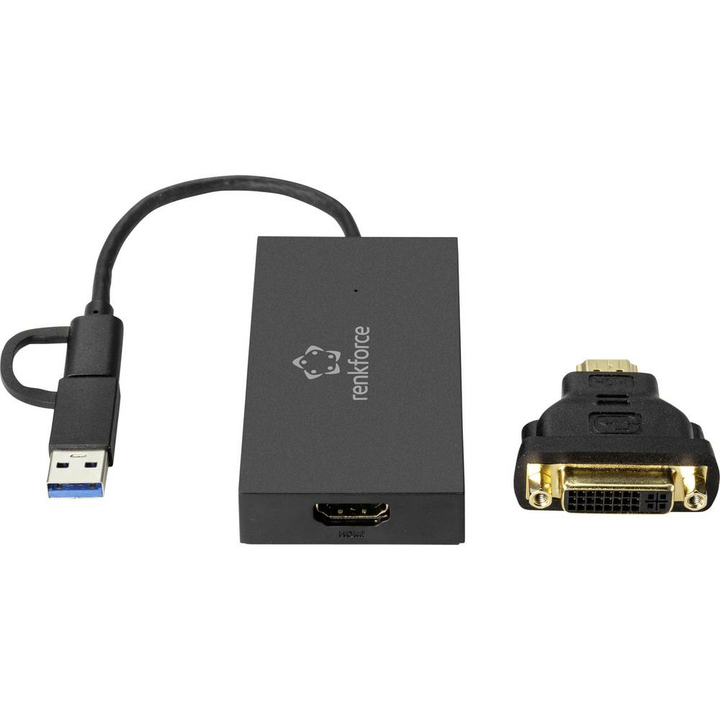 Renkforce RF-VDA-300 Externe Grafikkarte Videokarte Disblay Adapter 6 Monitore