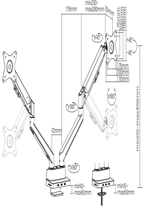 B-Ware Spea Ka Professional Sp Tvc 600 Tv Rollwagen 152,4 Cm 60"   254,0 Cm 100" Höhe