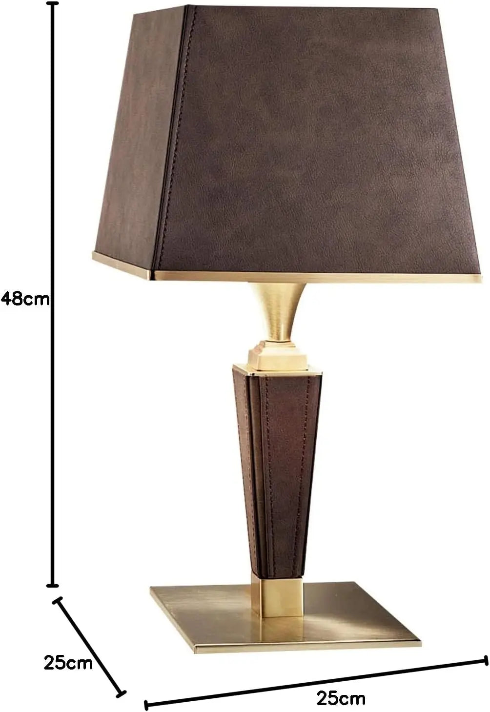 Masiero Tischleuchte Lampe Darshan Lederbezug Wohnzimmer Dunkelbraun Gold B-Ware