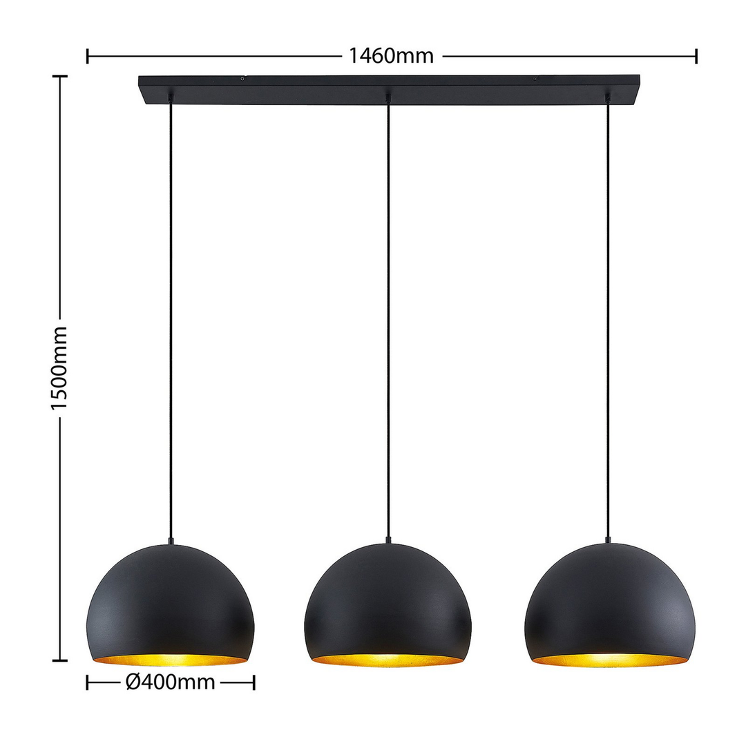 Lindby Tarjei Pendelleuchte Hängeleuchte Deckenlampe Leuchte 146cm Schwarz Gold B-Ware