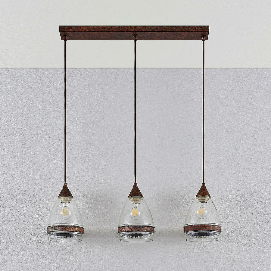 Lindby Glas Pendelleuchte Millina Pendellampe Lampe Leuchte 3 Flg. E27 Rostbr6 B-Ware - 4251096551570