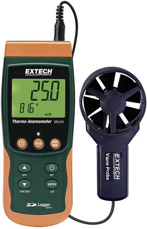 Extech SDL310 Anemometer Messung v. Temperatur u. Luftgeschwindigkeit bis 25 m/s