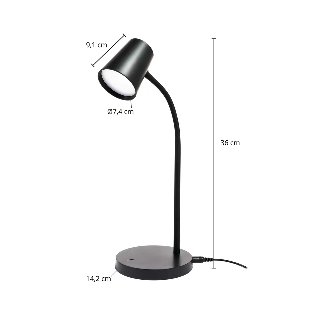 Lindby Ailina LED-Tischlampe runder schwarz Leselampe Leseleuchte 2 STÜCK