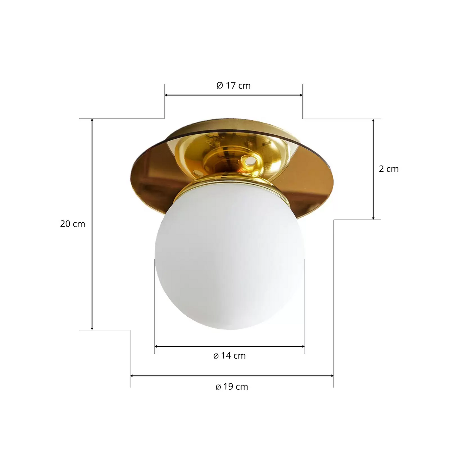 Deckenleuchte Plato Goldfarben Metall Opalglas ø 19 Cm Deckenlampe Lampe Leuchte B-Ware - 5902693779674