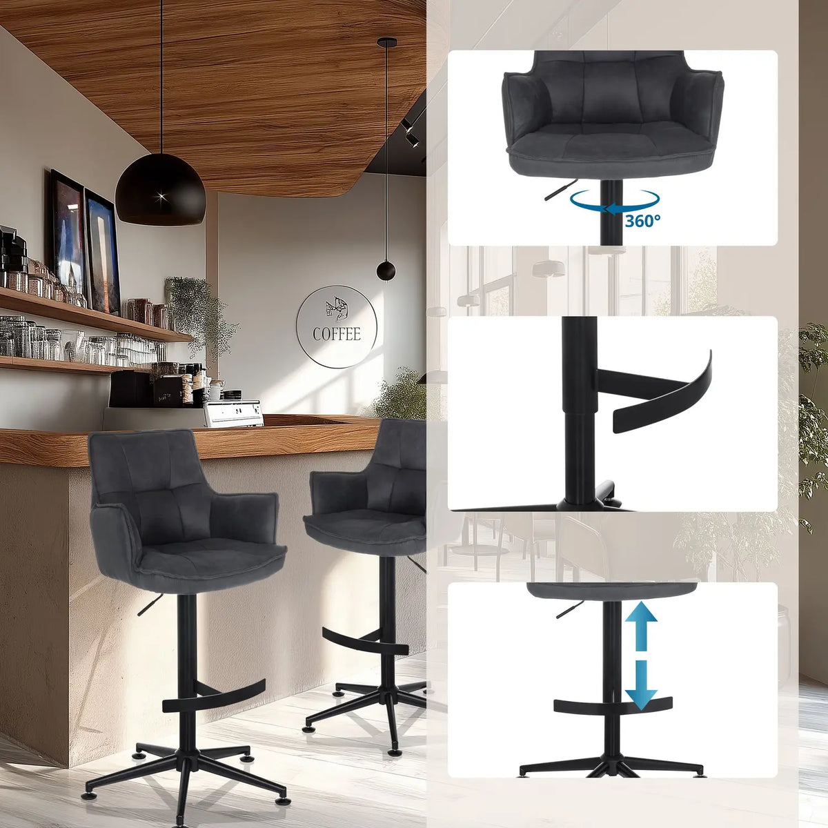 B-Ware Hjh Living Barhocker Drehstuhl Hocker Solao Life High Armlehnen Siehe Text/Foto - 4064323106623