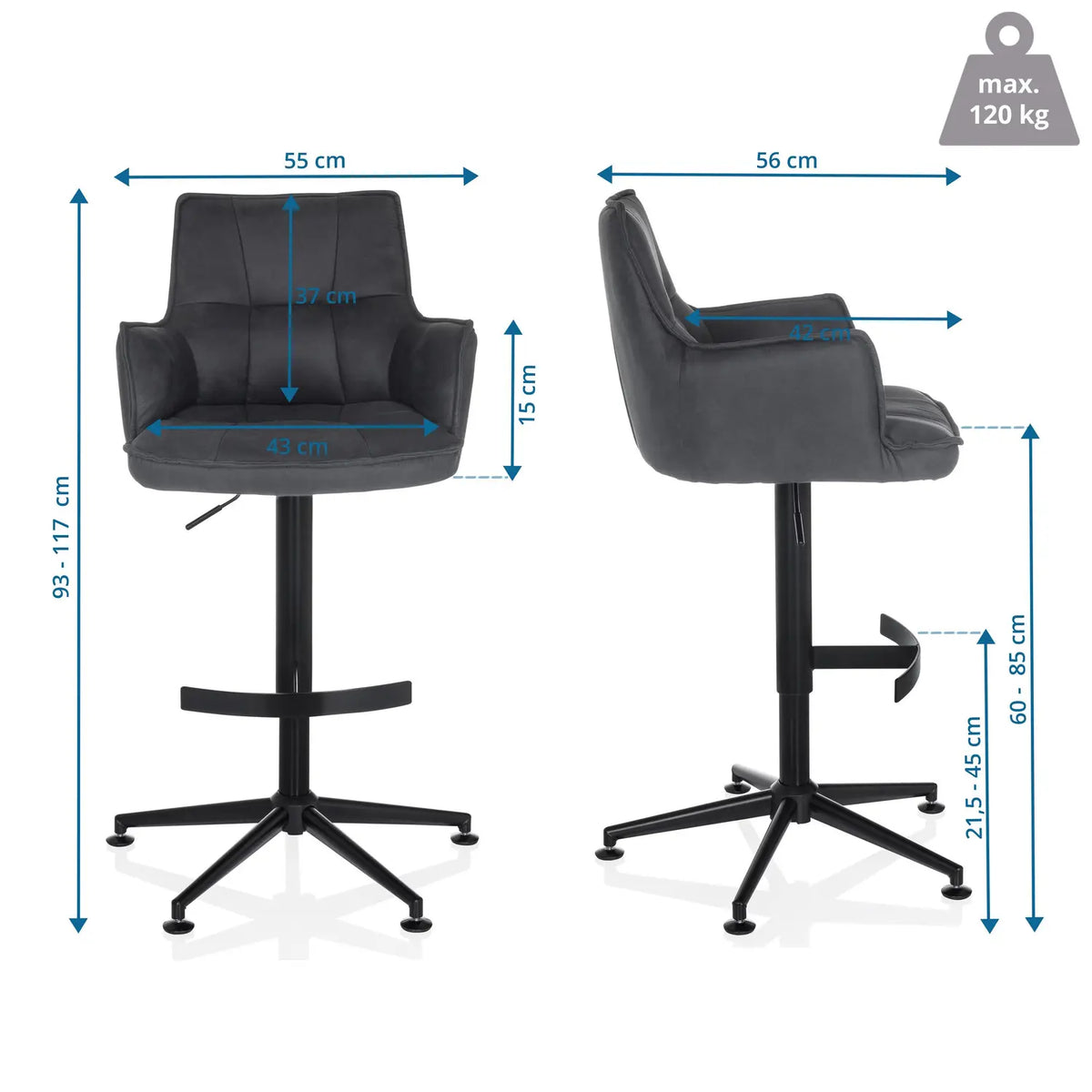 B-Ware Hjh Living Barhocker Drehstuhl Hocker Solao Life High Armlehnen Siehe Text/Foto - 4064323106623
