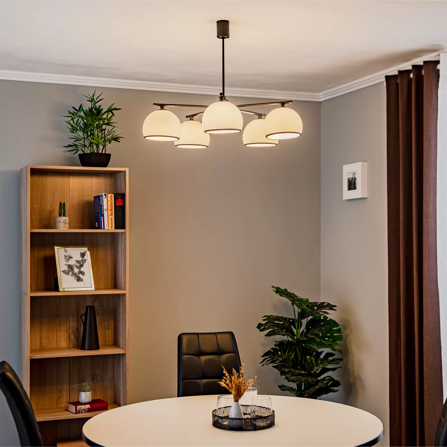 Deckenleuchte Mina Fünfflammig Opalglas Schwarz Deckenlampe Lampe Leuchte Spot  B-Ware - 5902553230390