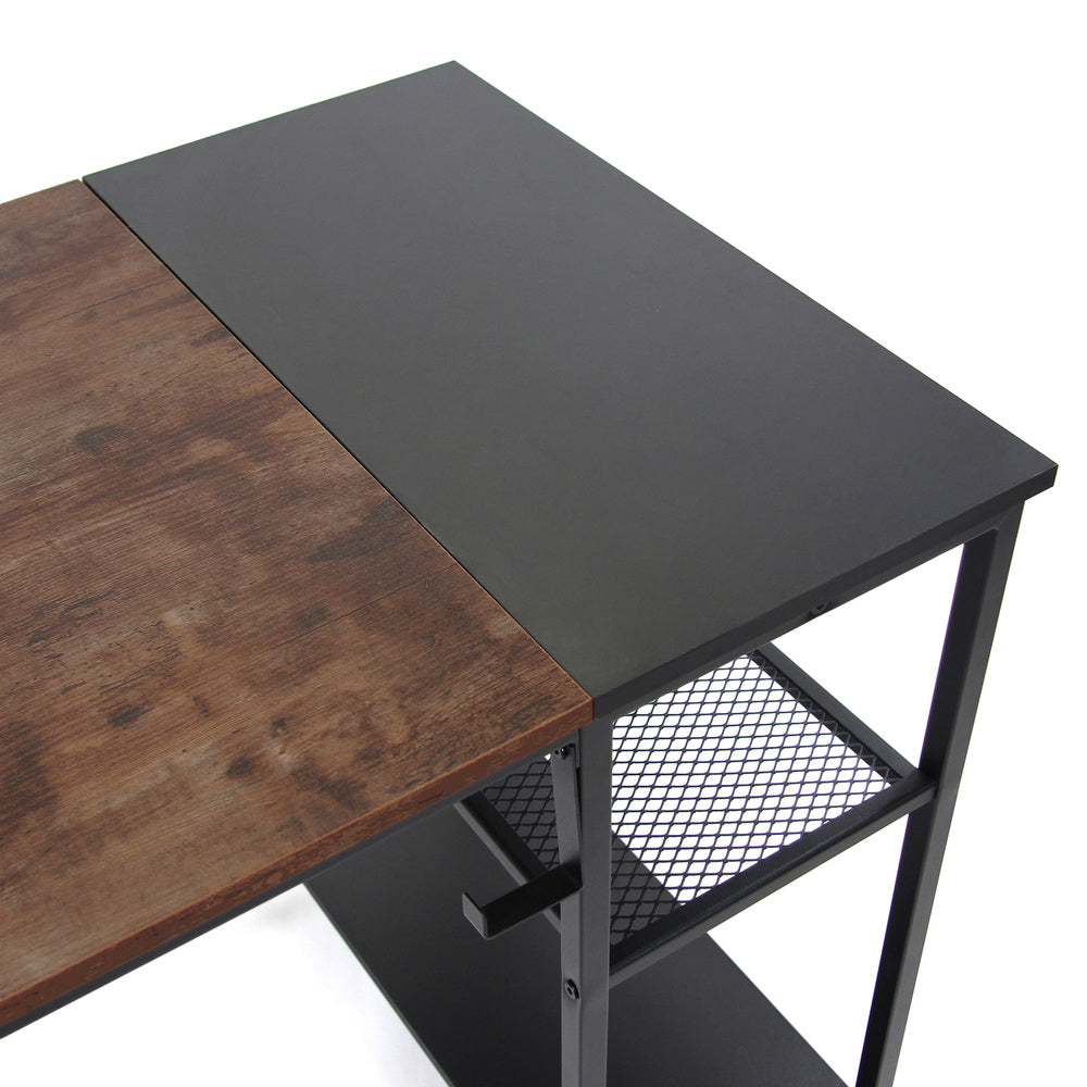 hjh OFFICE Schreibtisch Tisch WORKSPACE 120x60 cm Seitenregal schwarz braun - 4064323013648