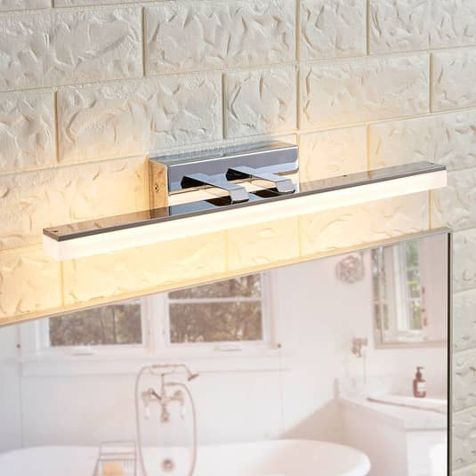 Applique murale LED Lucande Julie pour salle de bain, lampe de salle de bain, forme allongée, Ch163