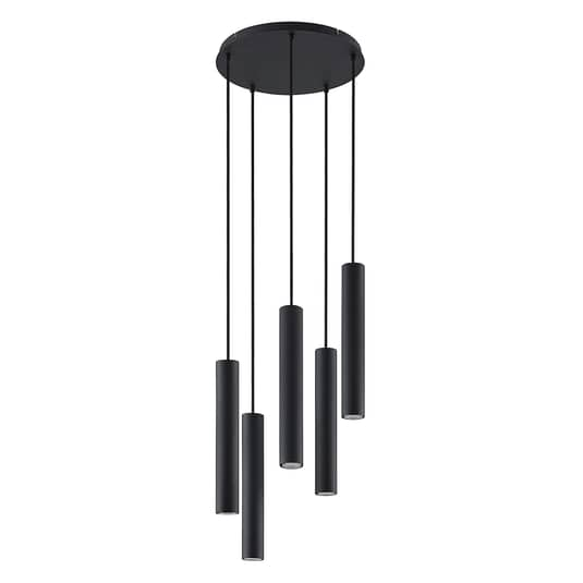Suspension ronde noire Lindby Sanad, plafonnier décoratif, douille GU10, produit de seconde main.