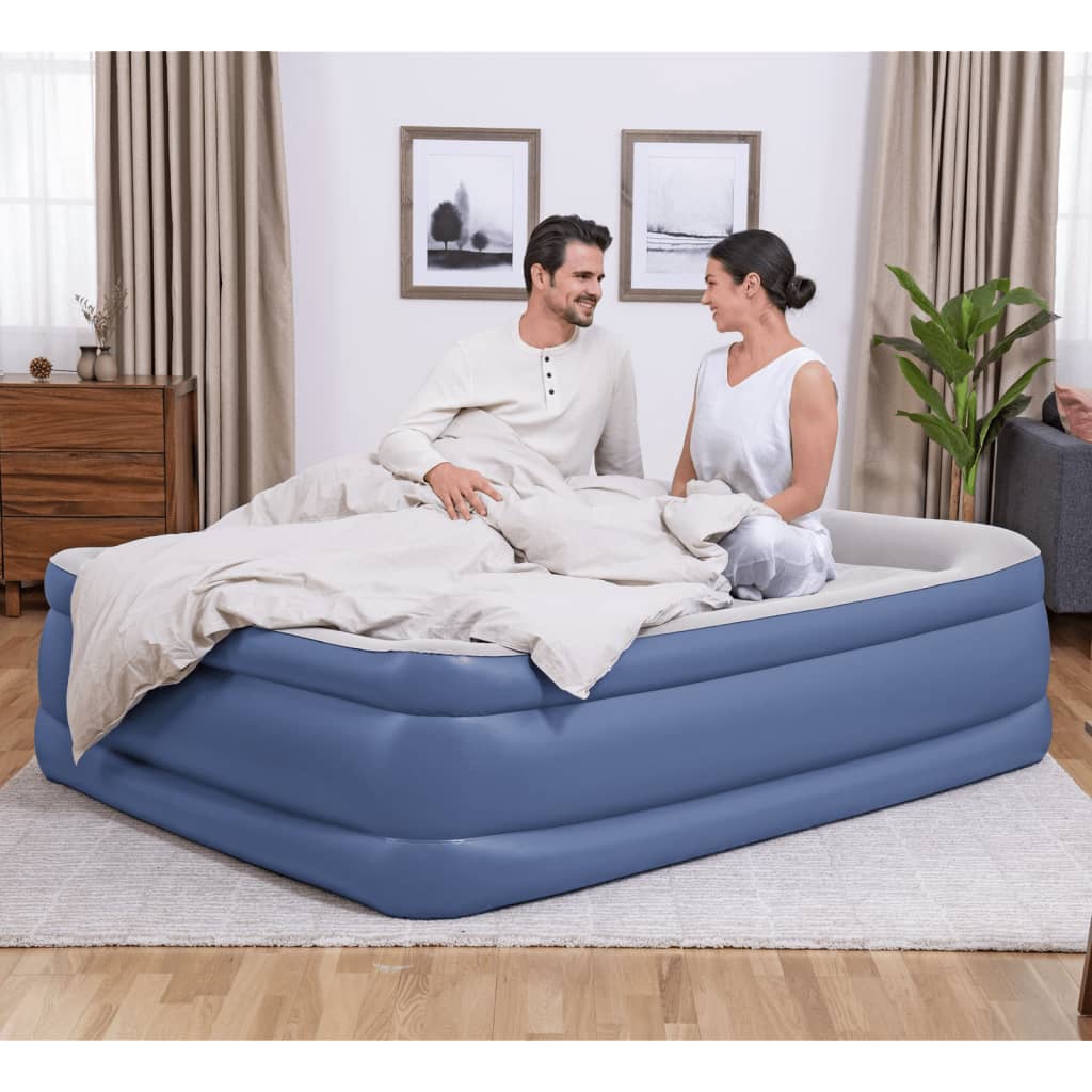 56cm Bestway Air Mattress Queen Inflatable Bed Airbed Blue - 6941607329719