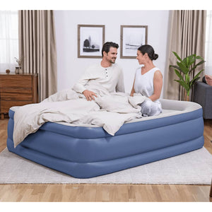 B-Ware 56cm Bestway Air Mattress Queen Inflatable Bed Airbed Blue