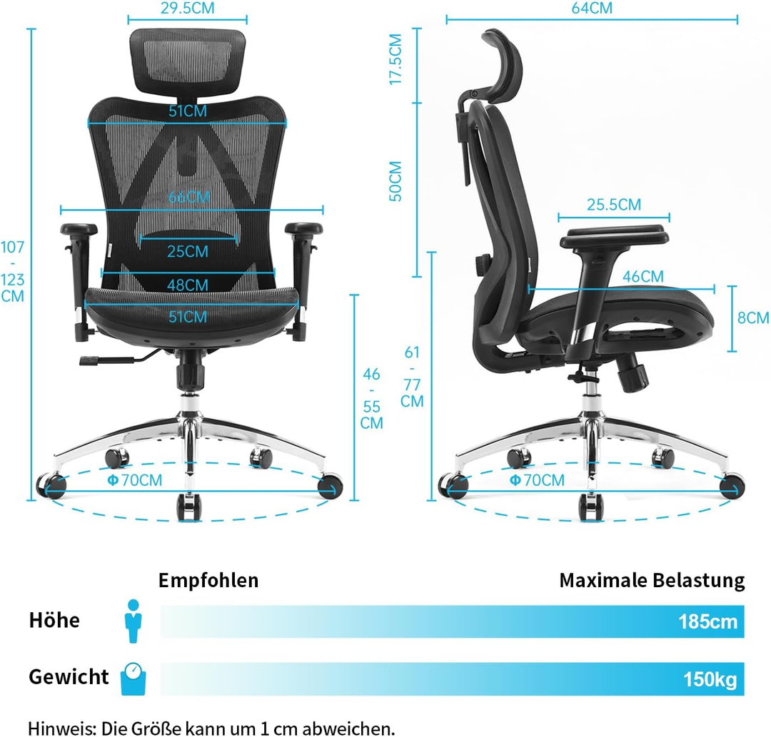 Sihoo M57 Bürostuhl Chefsessel Drehstuhl Ergonomie Netzrücken Höhenverstellbar B-Ware - 669614656623
