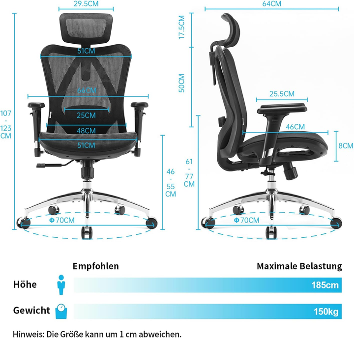 Sihoo M57 Bürostuhl Chefsessel Drehstuhl Ergonomie Netzrücken Höhenverstellbar B-Ware - 669614656623