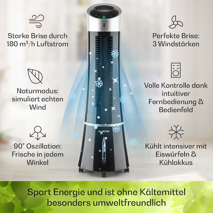 Klarstein Skyscraper Ice 4-in-1 Luftkühler Ventilator Turmventilator Kühler