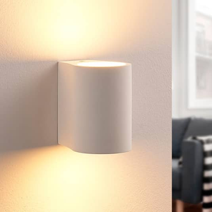B-Ware Lindby Led Wandleuchte Wandlampe Lampe Leuchte Licht Jannes Aus Gips Rund Weiß