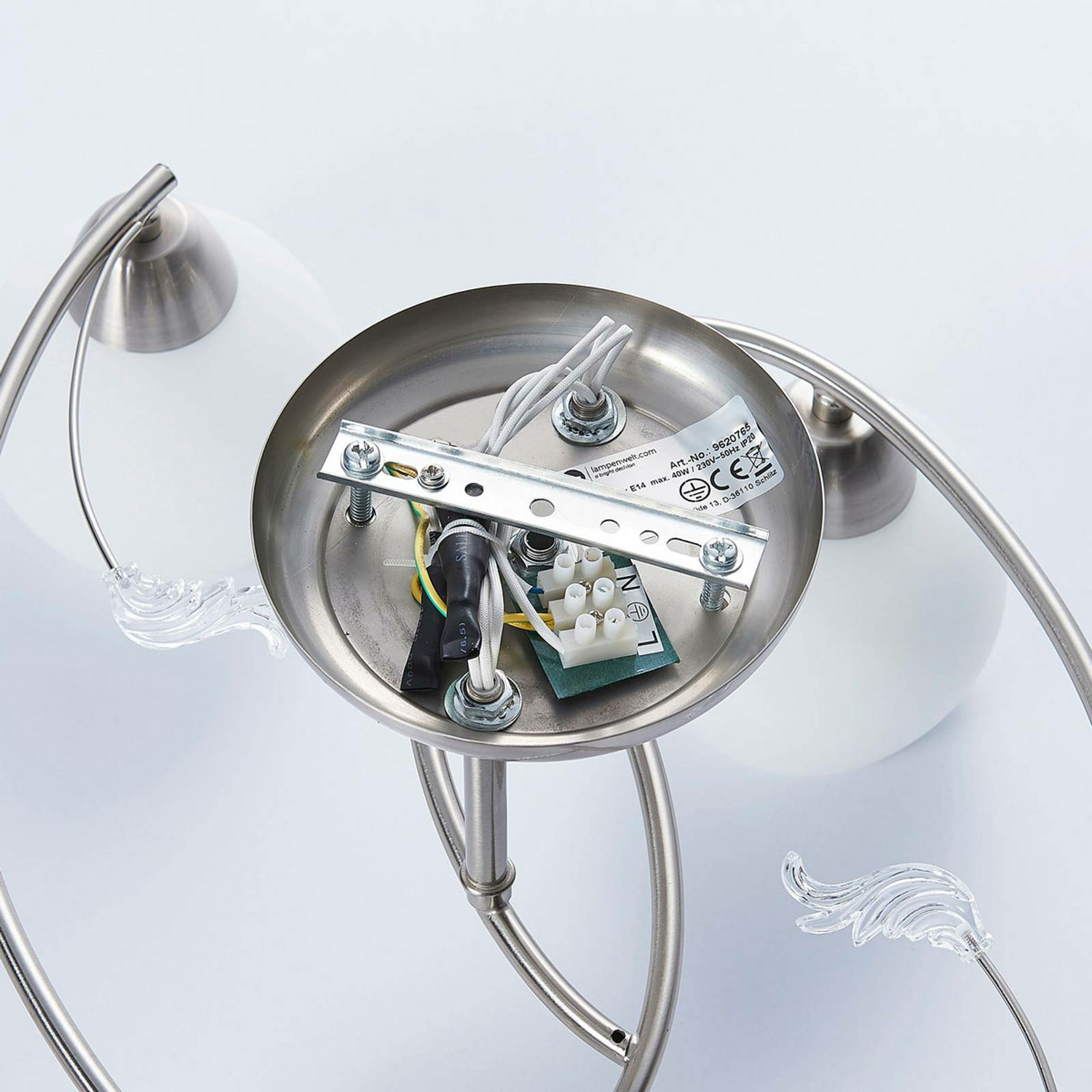 Lindby 4 Flammige Deckenlampe Deckenleuchte Leuchte Lampe Svean Glas Silber E989 B-Ware