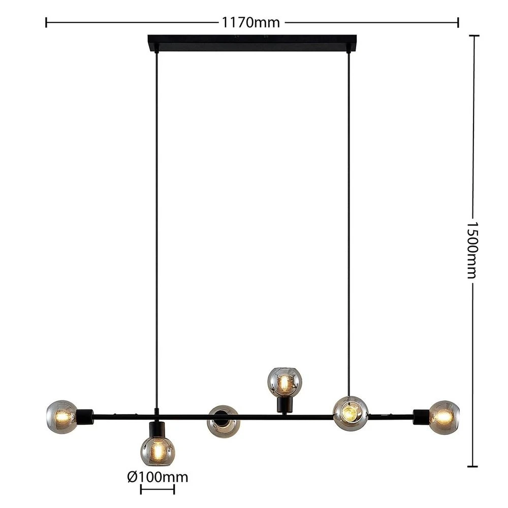 Lindby Biscala Led Pendelleuchte Leuchte Lampe Deckenlampe E14 Schwarz Rauch301 B-Ware - 4251911720044