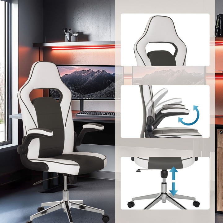 My Buero Game Sport Pro Gamingstuhl Bürostuhl Schreibtischstuhl Weiß Dunkelgrau B-Ware - 670675