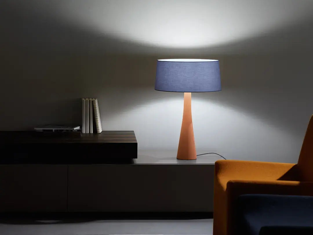 B-Ware Modo Luce Tischlampe Tischleuchte Aura Designer Lampe Blau Baumwolle Beton Stoff - 6710137