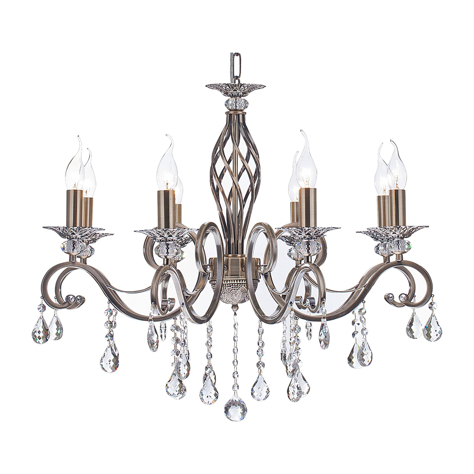 Maytoni Grace Kronleuchter 8-flammig Messing/Weiß 59cm Höhe dimmbar E14 - 4251110017754