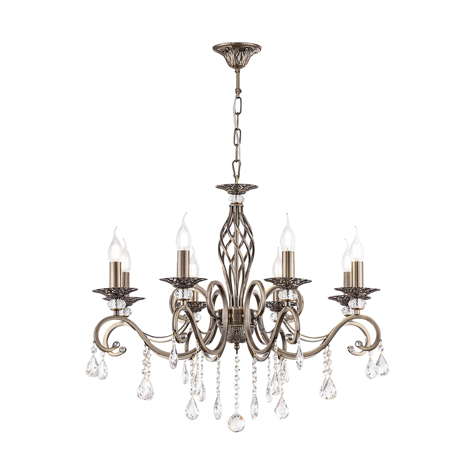 Maytoni Grace Kronleuchter 8-flammig Messing/Weiß 59cm Höhe dimmbar E14 - 4251110017754