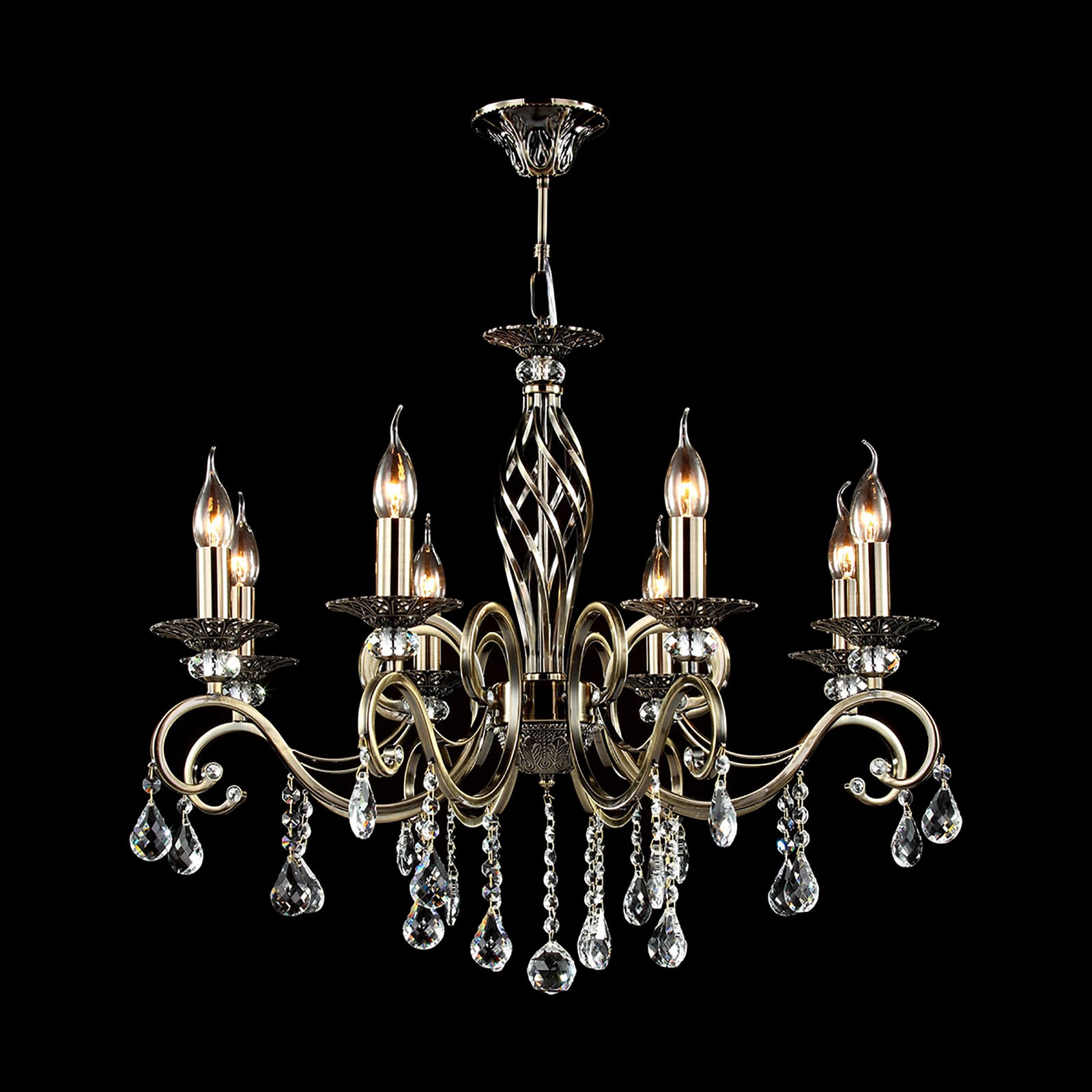 Maytoni Grace Kronleuchter 8-flammig Messing/Weiß 59cm Höhe dimmbar E14 - 4251110017754