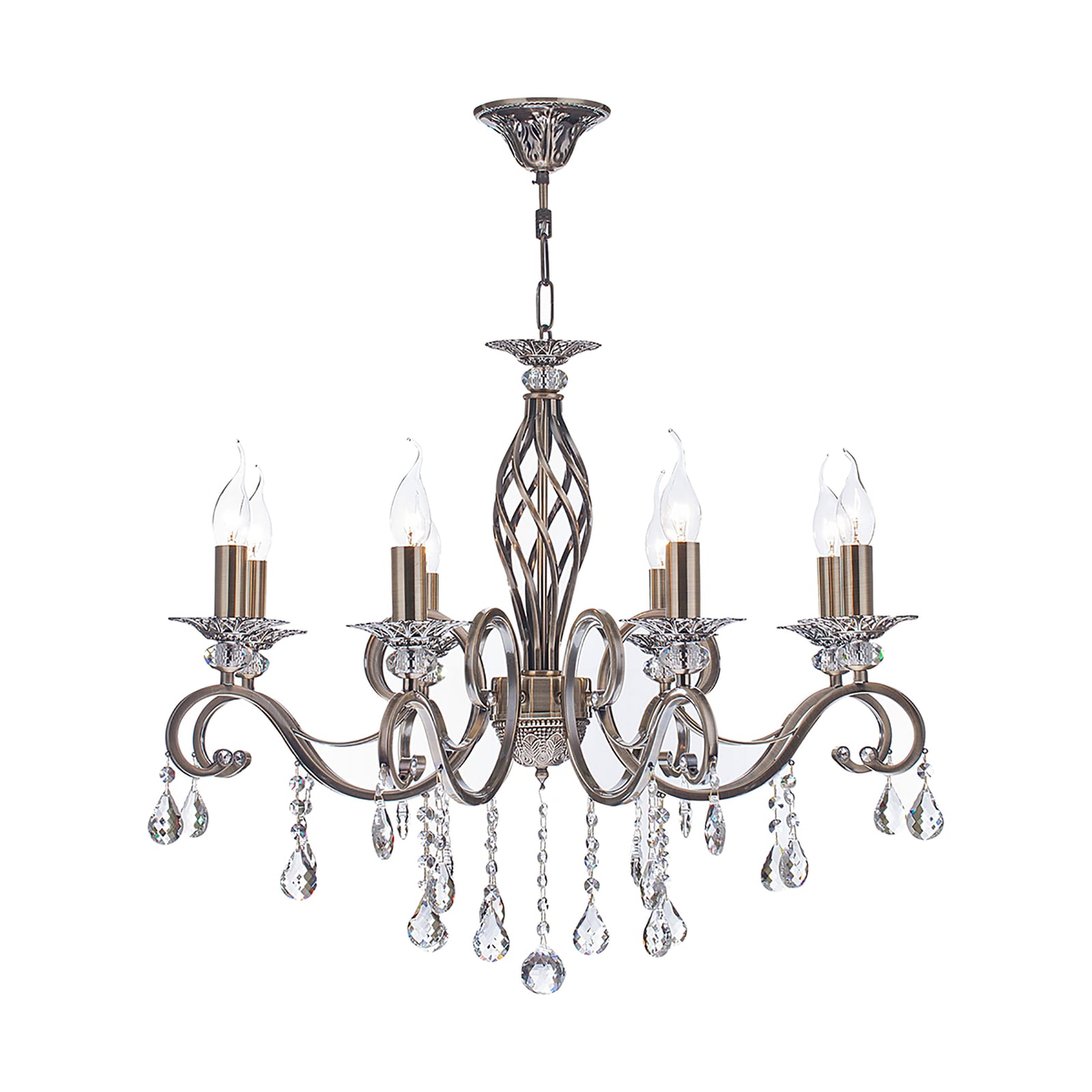 Maytoni Grace Kronleuchter 8-flammig Messing/Weiß 59cm Höhe dimmbar E14 - 4251110017754